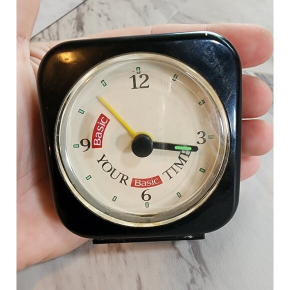 Vtg BASIC Cigarette Promo Travel Alarm Clock “Your Basic Time” Tobacco Ad Works - Picture 1 of 8